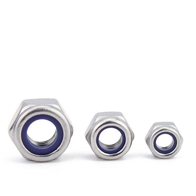 200pcs不锈钢DIN985六角尼龙防松螺母M2-M12 螺母套装