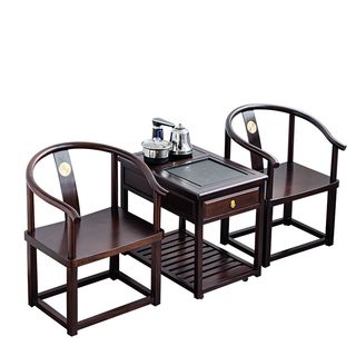 圈椅三件套红木家具中式实木太师椅茶艺泡茶O桌茶车茶台刚果花梨