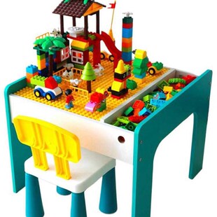 新款积木桌子儿童大颗粒男女孩宝宝拼装多功能大尺寸实木3玩具2岁