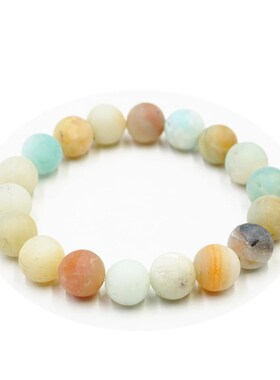 雾面磨砂天然寿山石小清新嫩绿文艺手链学生R饰品手串男女情侣