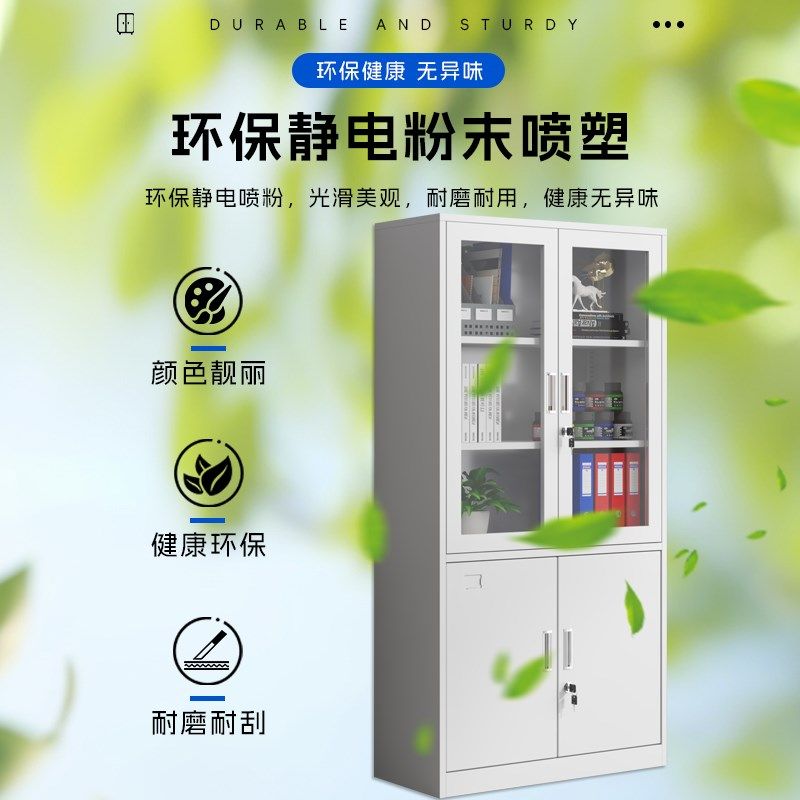 钢制文件柜玻璃门带锁资料柜财务凭证柜办公室收纳储物柜子更衣柜,商业/办公家具,文件柜,淘宝优惠券,粉丝福利购,淘宝优惠卷
