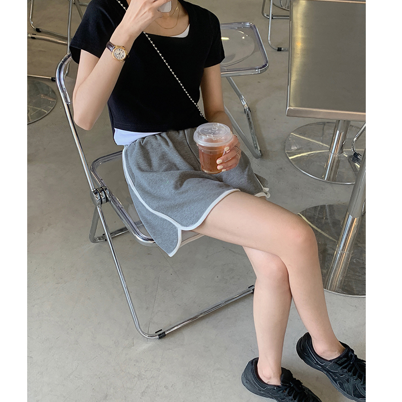 孕妇短裤夏季薄款纯棉低腰托腹外B穿宽松短裤条纹开叉阔腿睡裤热