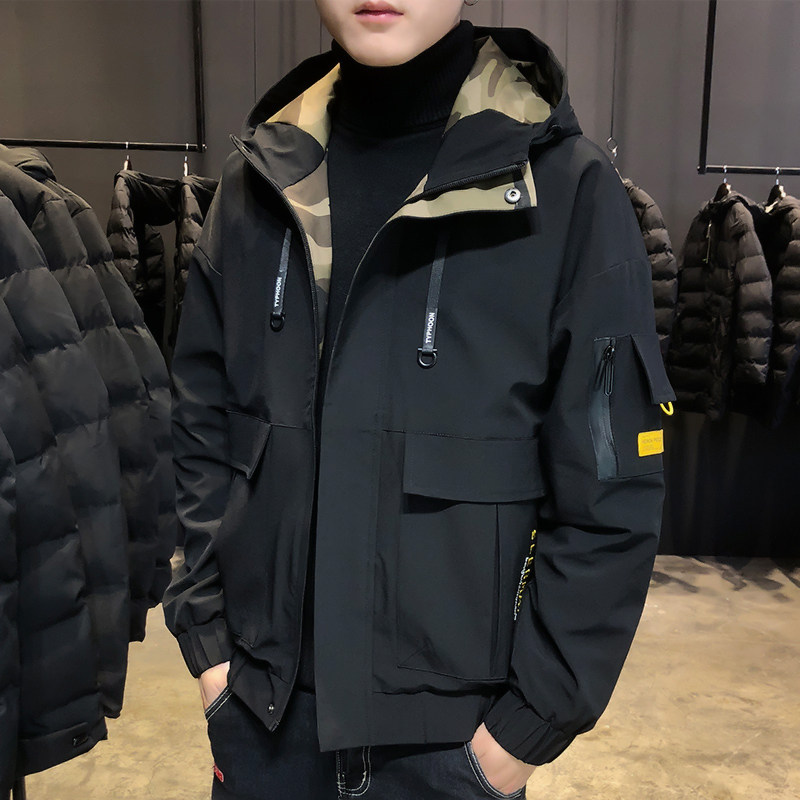 潮牌外套男c士春秋季2022新款韩版潮流百搭棉衣棉服男休闲工装夹