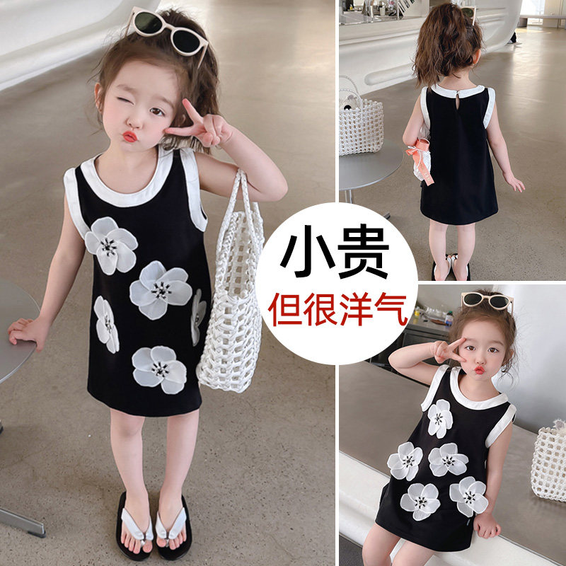 新品小女宝宝洋气夏季连s衣裙女童儿童装吊带背心公主裙子1夏装2