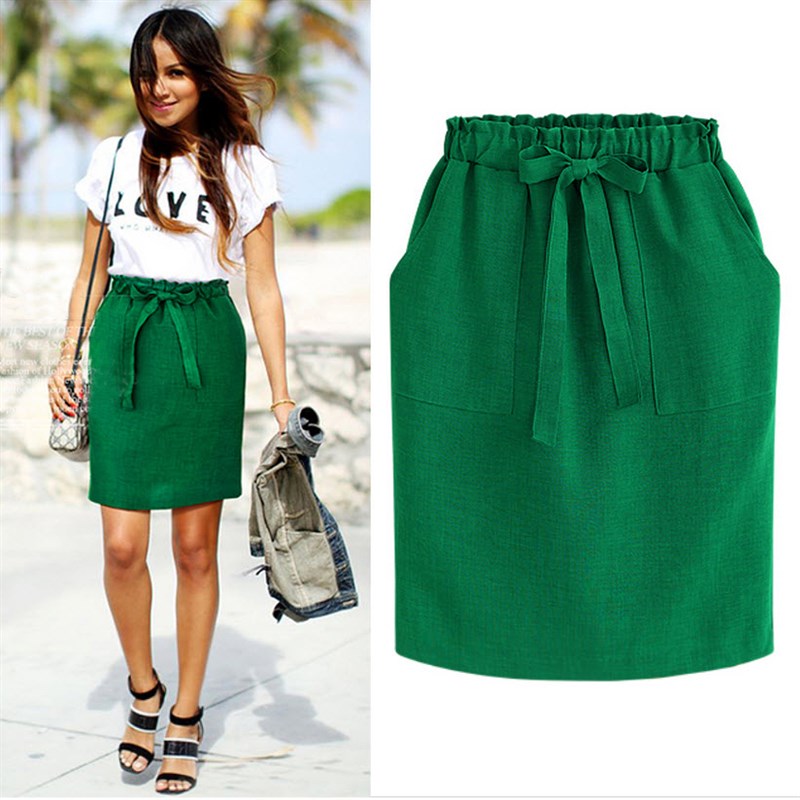 速发New Spring Summer Elegant Midi Skirts Womens Office Penc