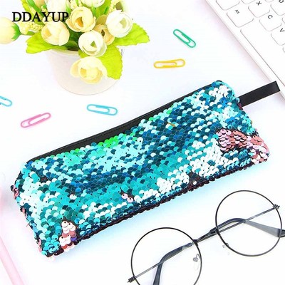 Sequin Pencil Case Flash Sequin Pen Bag School Supplies Girl