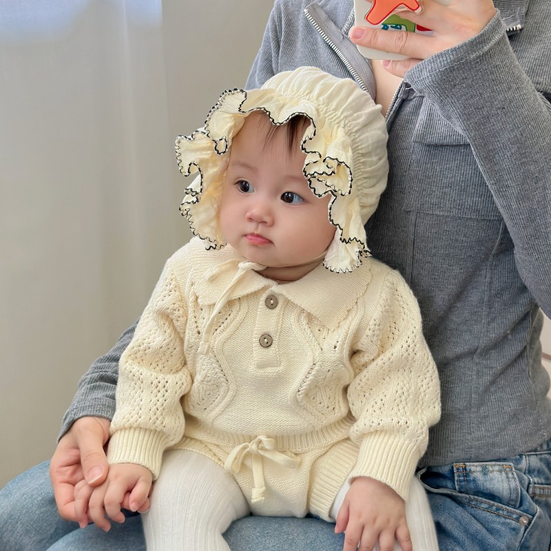 婴儿帽子春秋f款韩版洋派公主帽小月龄女宝宝宫廷风秋冬包头