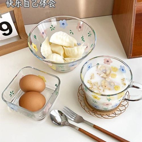 日式玻璃餐具套装家用碗碟盘子勺叉五件套网红精致加厚餐饮具组合