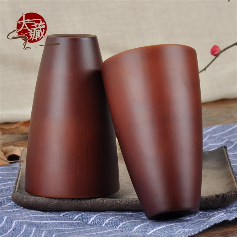 现货实木餐具日式图杉木水杯 天然木质茶杯防烫 木杯子厂家定