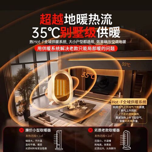 暖风机办公室小型太阳取暖器桌面超静音节能省电桌下暖脚2024新款