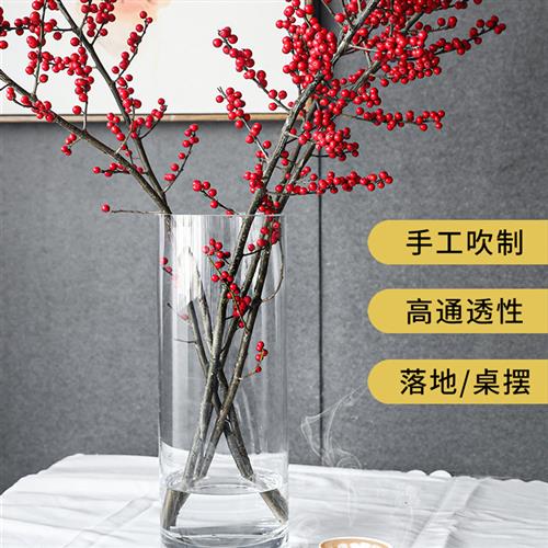 极速发货花瓶摆件插花玻璃透明z富贵竹大号直筒高北欧创意简约现