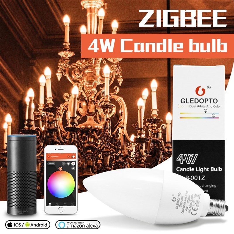 E12 E14 Zigbee Led Smart Bulb 4W Dimmable RGBCCT Ambiance D