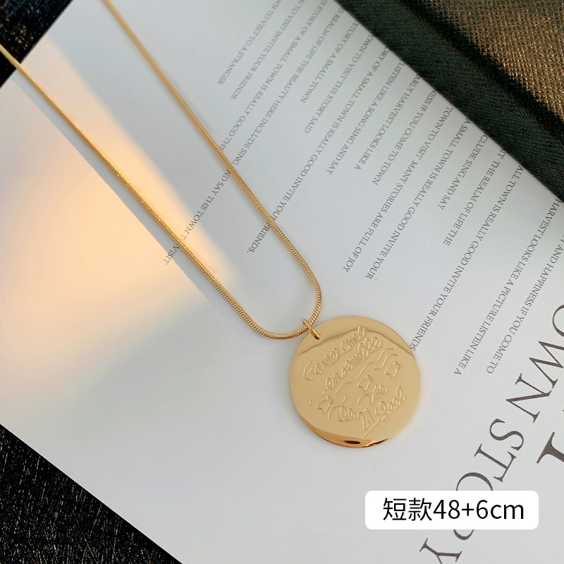 小众高货蛇骨圆牌锁骨链女轻奢小众设计感毛衣项链2021年新款潮冷