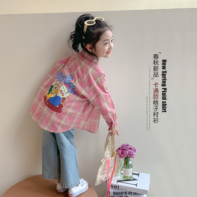 现货女童衬衫春秋2024新款儿童A春装上衣小衫洋气时髦女孩夏装薄