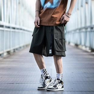 街头工装 美式 裤 男女宽松休闲百搭直筒短裤 小彬国潮夏季 五分裤 新款