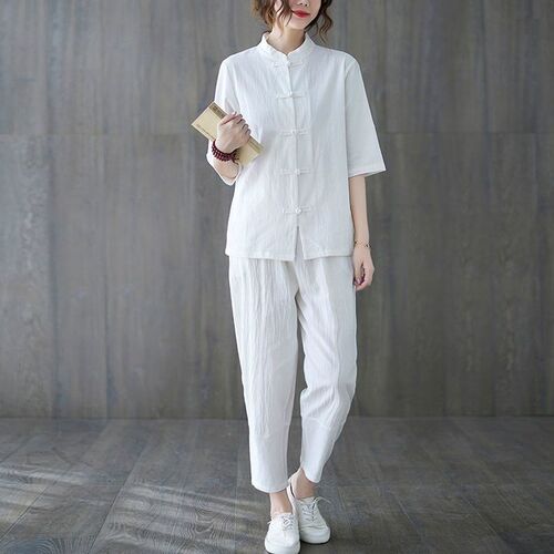 2024新中式i居士服年轻夏季禅意女装棉麻茶服中式唐装套装两件套