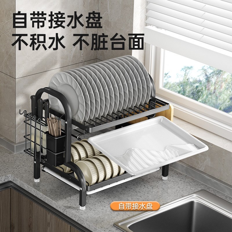 碗盘架架碗碗柜收纳碗筷厨房家用收纳盒架多功能物盘沥水置架碗碟
