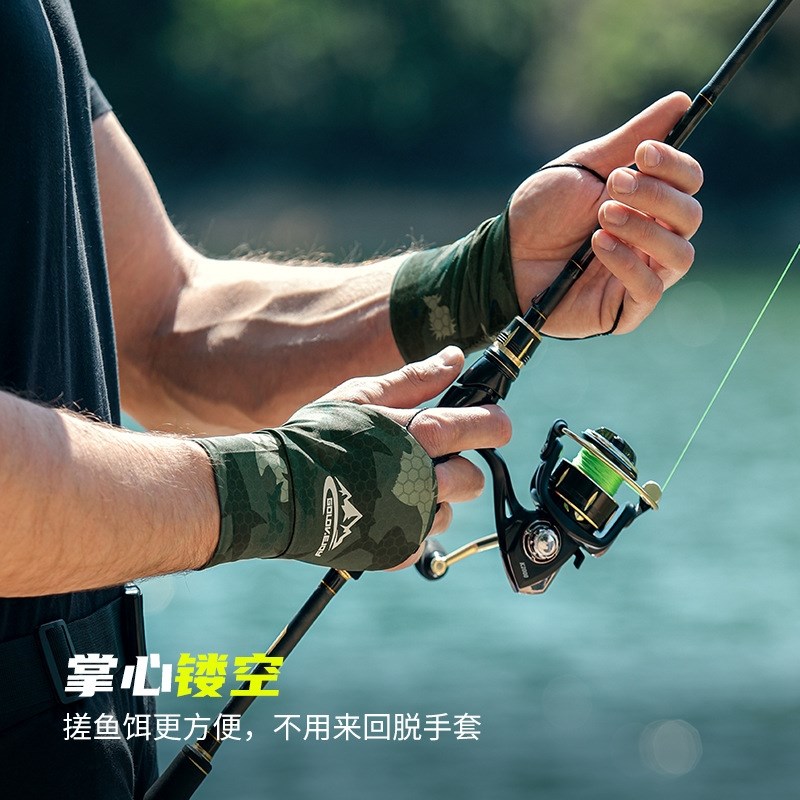 男士钓鱼手套专用夏季手背防晒防水冰丝透气矶钓轻薄户外路亚