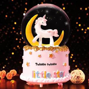 推荐toy unicorn light snow crystal ball music box night