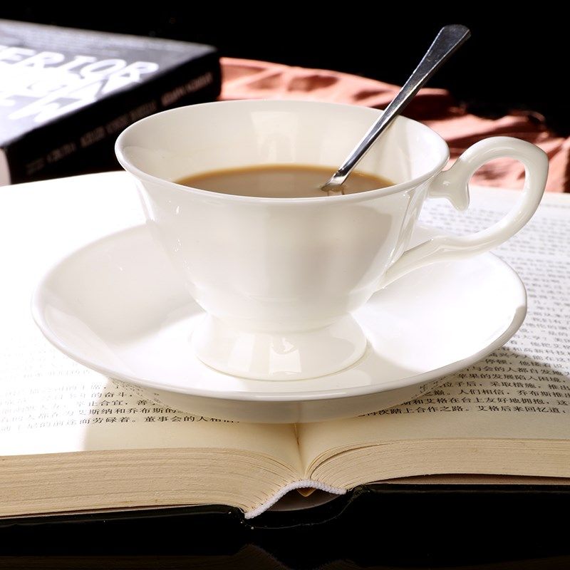 欧式骨瓷纯白咖啡杯碟陶瓷咖啡器具咖啡杯套装带架子定制印字logo