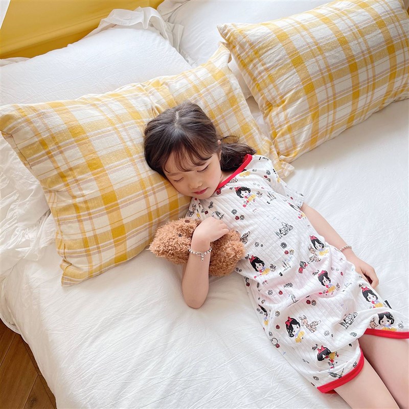 现货夏季薄款宝宝纯棉睡衣男女儿B童睡袍婴幼儿连体衣短袖睡袋爬