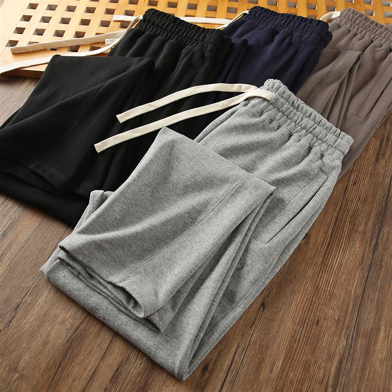 高克重牛肚毛圈面料!秋季男士日系简约宽松运动直筒休闲裤卫裤