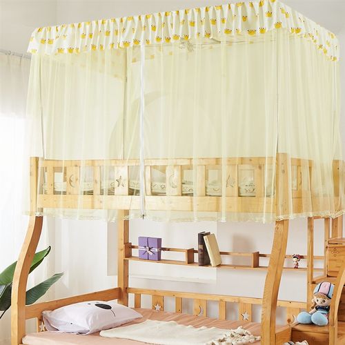 子母床上铺蚊帐带不锈钢伸缩支架学生宿舍1.2米侧开门1m1.4m1.6米