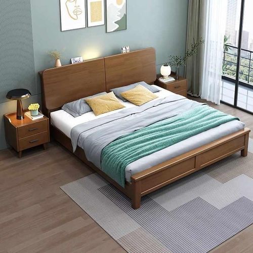 北欧实木床1.5米双人床家用主卧婚床现代简约1.8m大床高箱储物床