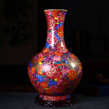 花瓶陶瓷景德镇手工花器新中式 彩色瓷器礼品摆件居家卧室桌面饰品