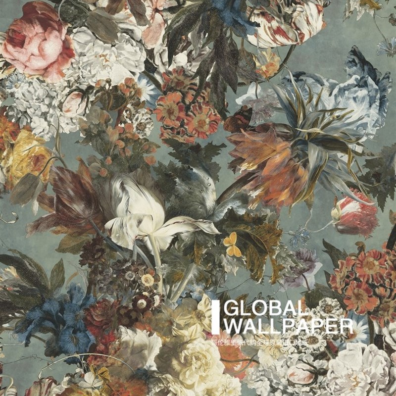 德国壁布油画花朵墙布客厅卧室玄关酒店床头背景墙壁纸墙纸无纺布
