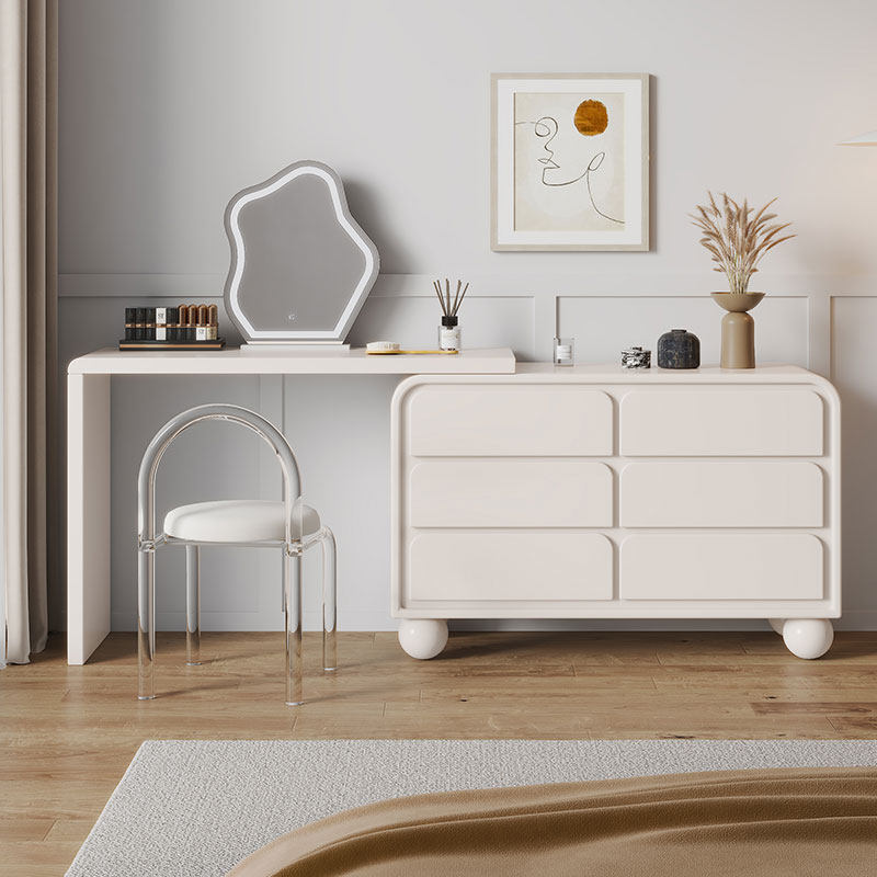 奶油风烤漆梳妆台卧室现代简约化妆桌床尾斗柜法式化妆台书桌一体,住宅家具,梳妆台/桌,淘宝优惠券,粉丝福利购,淘宝优惠卷