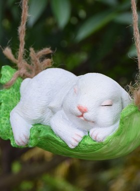 户外创意动物吊饰庭院花园景观装饰别墅摆设卡通树脂青蛙兔子挂件