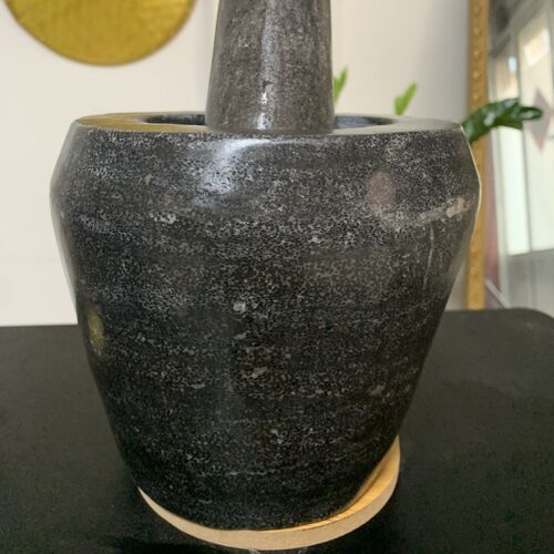 山东老李纯手工鱼籽石捣蒜器石臼收藏镇宅蒜臼子家用捣药罐研磨器