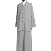 男女款 冬季 僧服套装 泥料僧衣出家人小褂比丘尼短褂浅灰色僧服