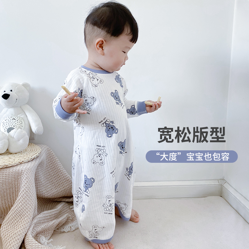 宝宝睡衣薄款防着凉儿童连体空调服护肚防踢被婴儿睡袍春秋款