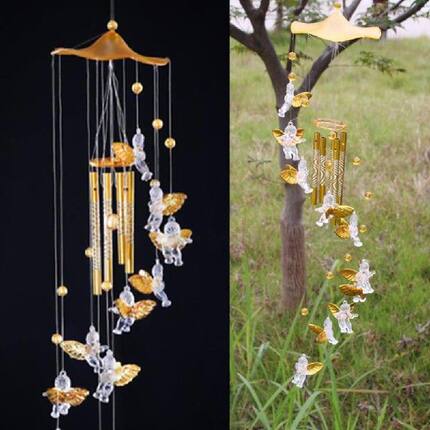 速发Antique Resonant 5 Tubes Love Angel Wind Chime Bells