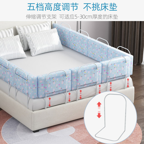 床围栏宝宝防摔防护栏婴儿童挡板安全防掉床边护栏软包宝宝床护栏