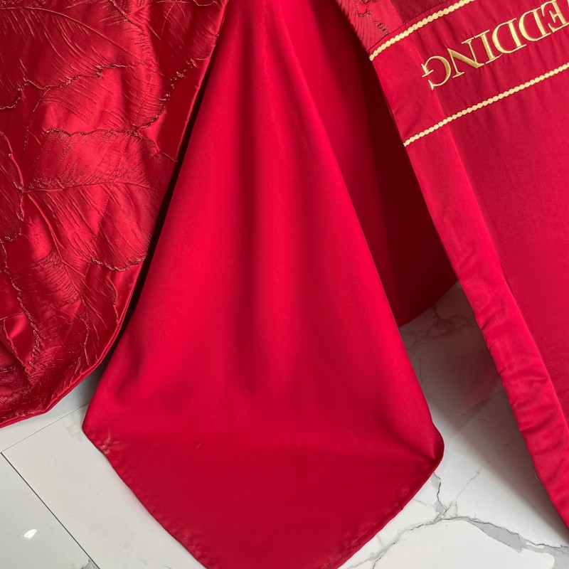 高端结婚四件套新中式刺绣亲肤保暖被套新婚陪嫁婚庆牀单牀上用品,床上用品,婚庆床品套件,淘宝优惠券,粉丝福利购,淘宝优惠卷