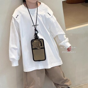 波拉bora韩国童装帅气时尚儿童秋装长袖T恤2024新款洋气男童卫衣