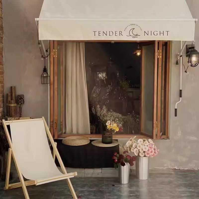 定做网红欧式曲臂式伸缩雨棚咖啡店门头摆臂篷遮阳篷装饰遮雨蓬,户外/登山/野营/旅行用品,遮阳篷/雨篷/车篷/广告篷,淘宝优惠券,粉丝福利购,淘宝优惠卷