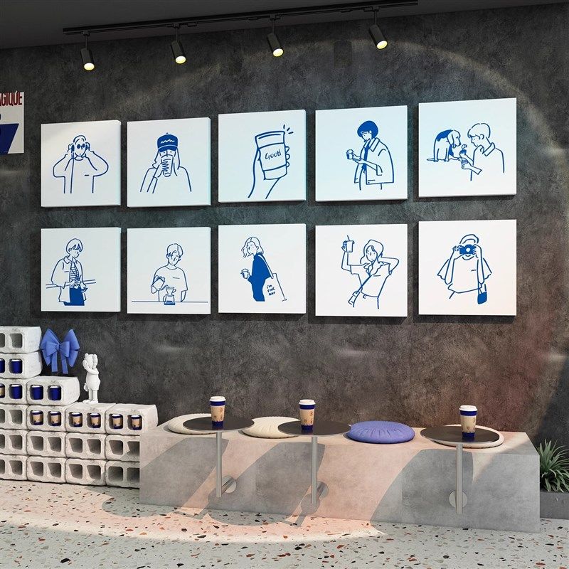 咖啡店角馆厅氛围布置背景墙壁面装饰画贴纸海报挂画软装饰品摆件,家居饰品,软装墙贴,淘宝优惠券,粉丝福利购,淘宝优惠卷