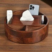 新中式 圆形客厅茶几摆件收纳盒轻奢创意高档端多功能抽纸巾盒套装