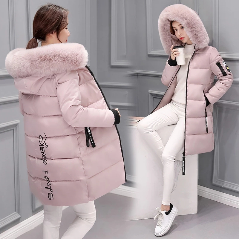 速发2022 Winter Jacket Women Parka Big Fur Collar Hooded Thi