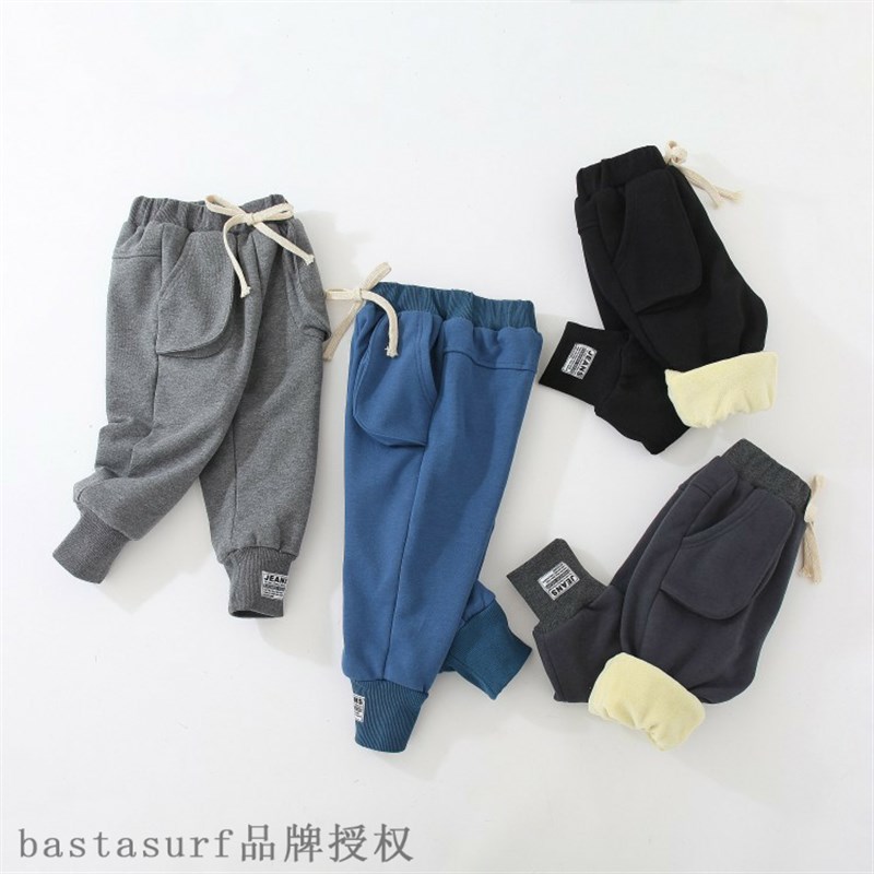 极速Boys' Plush sports pants autumn clothes autumn and winte