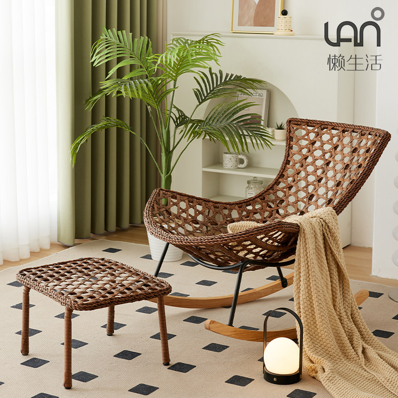 懒生活摇摇椅家用户外休闲藤椅客厅单人椅懒q人沙发摇椅大人躺椅