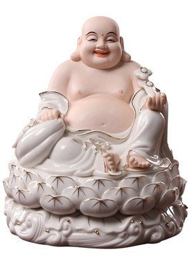 菩语阁德化陶瓷招财进宝弥勒佛家用供奉全堂佛弥勒笑佛大肚佛摆件