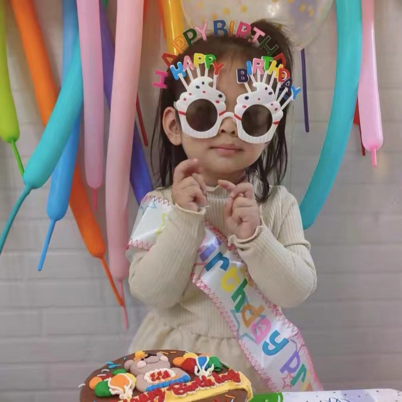 现货韩国ins风儿童生日流苏礼仪带肩带B彩色happybirthday发箍拍