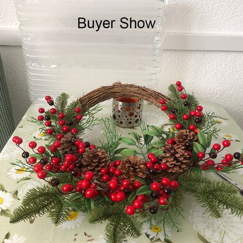 Christmas Rattan Wreath Pine Natural Branches Berries&Pine C