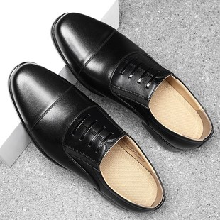 男士商务正装休闲皮鞋男士三接头皮鞋黑德比皮鞋新郎结婚皮鞋男款