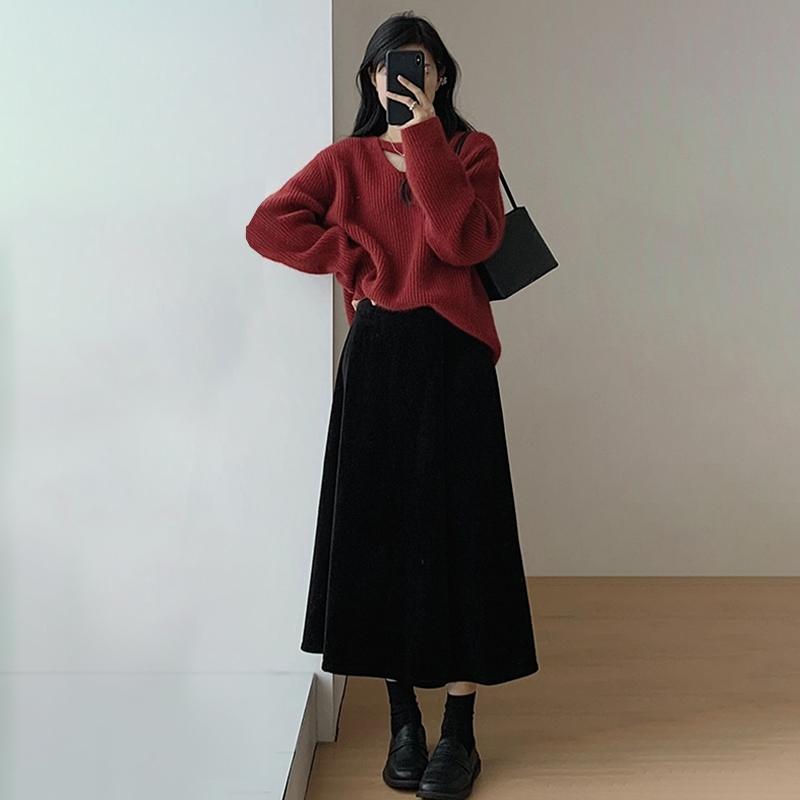 孕妇洋装套装时尚洋派时髦s针织毛衣半身裙两件套2023新款春秋冬